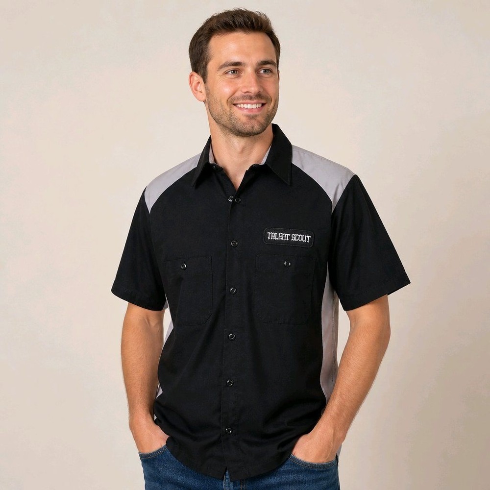 Throttle Threads Large Black Gray Strip Club Choppers Talent Scout Shirt